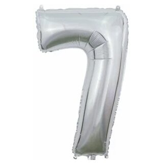 Globos Folienballon -Zahl 7- Silber Folie 66cm-1St