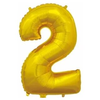 Globos Folienballon -Zahl 2- Gold Folie 66cm-1St