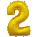 Globos Folienballon -Zahl 2- Gold Folie 66cm-1St