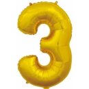 Globos Folienballon -Zahl 3- Gold Folie 66cm-1St