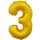 Globos Folienballon -Zahl 3- Gold Folie 66cm-1St