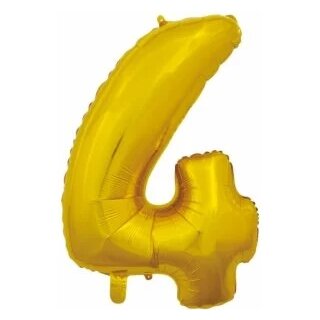 Globos Folienballon -Zahl 4- Gold Folie 66cm-1St