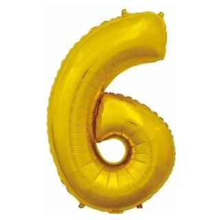 Globos Folienballon -Zahl 6- Gold Folie 66cm-1St