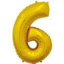 Globos Folienballon -Zahl 6- Gold Folie 66cm-1St