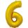 Globos Folienballon -Zahl 6- Gold Folie 66cm-1St