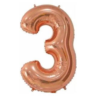 Globos Folienballon -Zahl 3- Rosegold Folie 66cm-1St