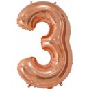 Globos Folienballon -Zahl 3- Rosegold Folie 66cm-1St