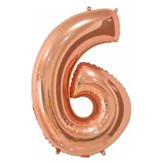 Globos Folienballon -Zahl 6- Rosegold Folie 66cm-1St