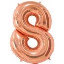 Globos Folienballon -Zahl 8- Rosegold Folie 66cm-1St