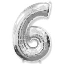 Flexmetal Folienballon -Zahl 6- Silber Folie 66cm-1St