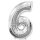 Flexmetal Folienballon -Zahl 6- Silber Folie 66cm-1St
