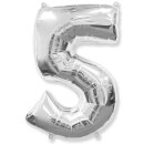 Flexmetal Folienballon -Zahl 5- Silber Folie 66cm-1St