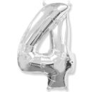 Flexmetal Folienballon -Zahl 4- Silber Folie 66cm-1St