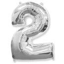 Flexmetal Folienballon -Zahl 2- Silber Folie 66cm-1St