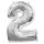 Flexmetal Folienballon -Zahl 2- Silber Folie 66cm-1St