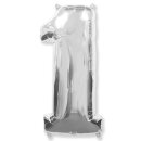 Flexmetal Folienballon -Zahl 1- Silber Folie 66cm-1St