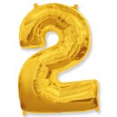 Flexmetal Folienballon -Zahl 2- Gold Folie 66cm-1St