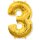 Flexmetal Folienballon -Zahl 3- Gold Folie 66cm-1St