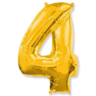 Flexmetal Folienballon -Zahl 4- Gold Folie 66cm-1St