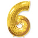 Flexmetal Folienballon -Zahl 6- Gold Folie 66cm-1St
