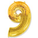 Flexmetal Folienballon -Zahl 9- Gold Folie 66cm-1St