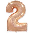 Flexmetal Folienballon -Zahl 2- Rosegold Folie 66cm-1St