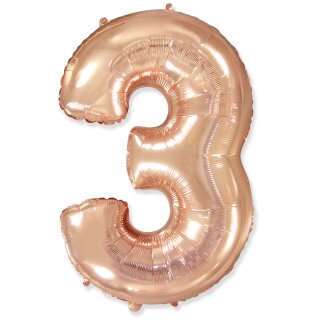 Flexmetal Folienballon -Zahl 3- Rosegold Folie 66cm-1St