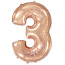 Flexmetal Folienballon -Zahl 3- Rosegold Folie 66cm-1St
