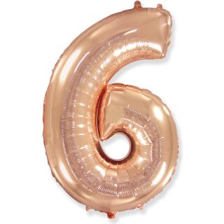 Flexmetal Folienballon -Zahl 6- Rosegold Folie 66cm-1St