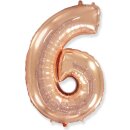Flexmetal Folienballon -Zahl 6- Rosegold Folie 66cm-1St