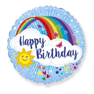 Flexmetal Folienballon Happy Birthday Regenbogen  ø45cm unverpackt-1St