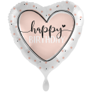 Luftballon Happy Birthday Glossy Folie-Herz  ø71cm