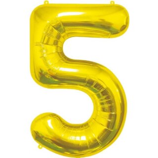 Godan Folienballon -Zahl 5- Gold Folie 85cm-1St