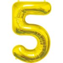 Godan Folienballon -Zahl 5- Gold Folie 85cm-1St