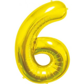 Godan Folienballon -Zahl 6- Gold Folie 85cm-1St