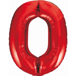 Godan Folienballon -Zahl 0- Rot Folie 85cm-1St