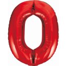 Godan Folienballon -Zahl 0- Rot Folie 85cm-1St