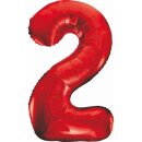 Godan Folienballon -Zahl 2- Rot Folie 85cm-1St