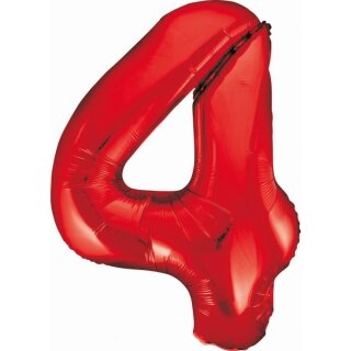 Godan Folienballon -Zahl 4- Rot Folie 85cm-1St