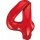 Godan Folienballon -Zahl 4- Rot Folie 85cm-1St