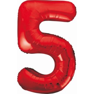 Godan Folienballon -Zahl 5- Rot Folie 85cm-1St