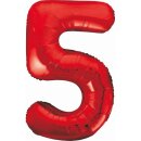 Godan Folienballon -Zahl 5- Rot Folie 85cm-1St