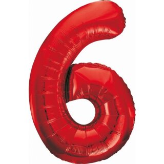 Godan Folienballon -Zahl 6- Rot Folie 85cm-1St