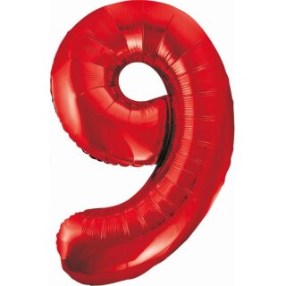 Godan Folienballon -Zahl 9- Rot Folie 85cm-1St
