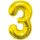 Godan Folienballon -Zahl 3- Gold Folie 85cm-1St