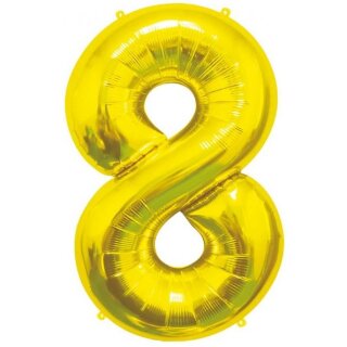 Godan Folienballon -Zahl 8- Gold Folie 85cm-1St