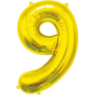 Godan Folienballon -Zahl 9- Gold Folie 85cm-1St