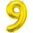Godan Folienballon -Zahl 9- Gold Folie 85cm-1St