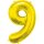 Godan Folienballon -Zahl 9- Gold Folie 85cm-1St