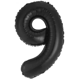 Godan Folienballon -Zahl 9- Schwarz matt Folie 85cm-1St